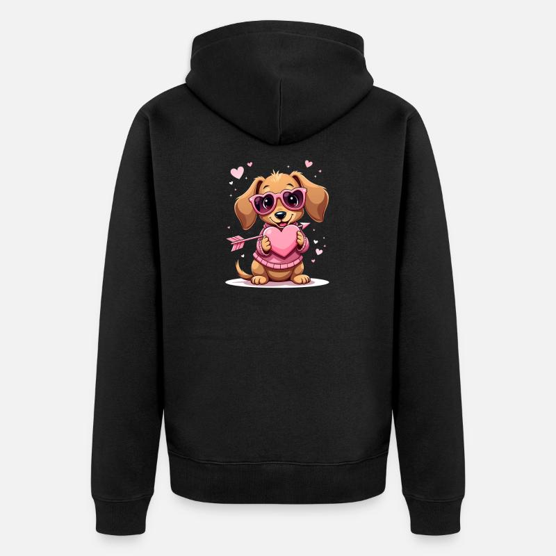 Dackel Dachshund Tekel - Unisex Premium Bio Zip Hoodie - Schwarz