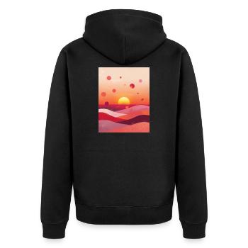 Sonnenuntergang am Meer - Unisex Premium Bio Zip Hoodie - Schwarz - Hinten - Nico (187cm)