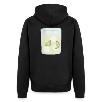 Moskauer Maultier im Aquarellstil - Unisex Premium Bio Zip Hoodie - Schwarz - Hinten - Nico (187cm)