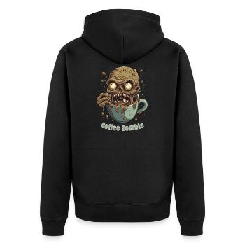 Coffee Monster - Caffeine Zombie - Morning Grouch - Unisex Premium Organic Zip Hoodie - black - Back - Nico (187cm)