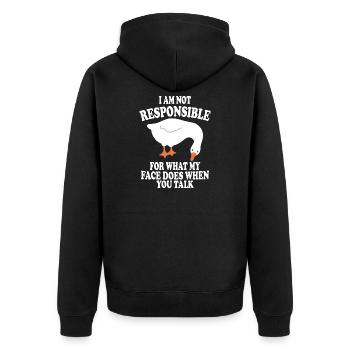 Not Responsible Goose  - Unisex Premium Organic Zip Hoodie - black - Back - Nico (187cm)