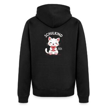 Schulkind 2026 Einschulung 2026 Schulanfang - Unisex Premium Bio Zip Hoodie - Schwarz - Hinten - Nico (187cm)