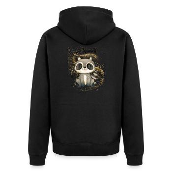 Raton laveur mignon sur paillettes - Veste à capuche bio Premium Unisexe - noir - Dos - Nico (187cm)