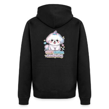 Cotton Candy Dog - cute Bichon Frisé dog Design - Unisex Premium Bio Zip Hoodie - Schwarz - Hinten - Nico (187cm)