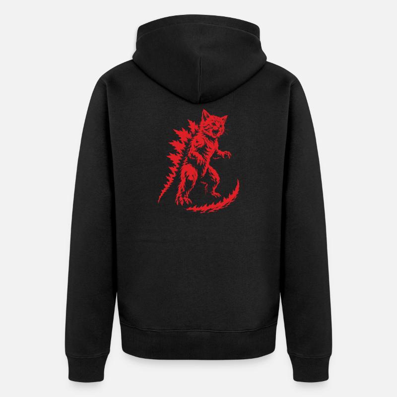 Kätzchen-Kaiju-Brüllen, Catzilla - Unisex Premium Bio Zip Hoodie - Schwarz