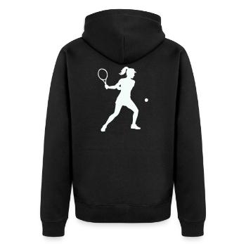 Tennis silhouette im Schwung - Unisex Premium Bio Zip Hoodie - Schwarz - Hinten - Nico (187cm)