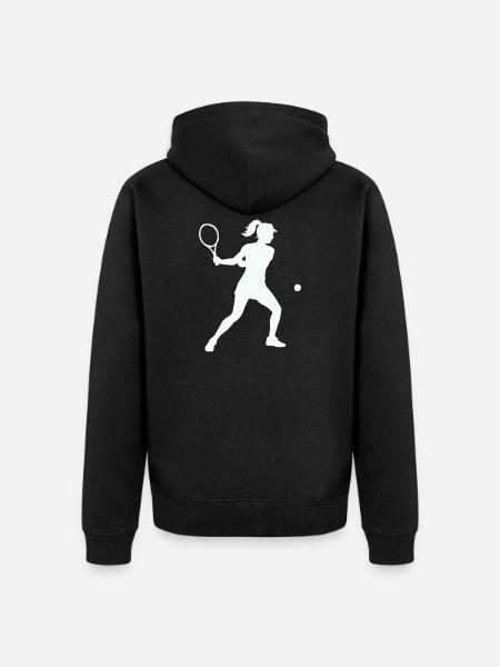 Tennis silhouette im Schwung - Unisex Premium Bio Zip Hoodie - Schwarz