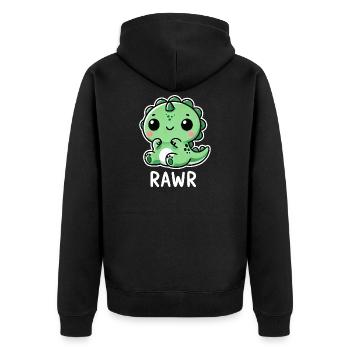 Cute Dinosaur T-Rex Cartoon Roar Comic - Unisex Premium Organic Zip Hoodie - black - Back - Nico (187cm)