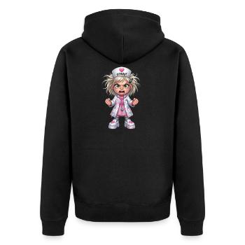 Dessin animé de l’infirmière folle - Veste à capuche bio Premium Unisexe - noir - Dos - Nico (187cm)