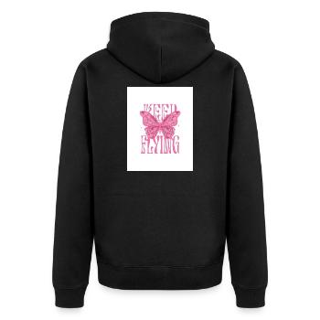 T-Shirt Girl Pink - Unisex Premium Organic Zip Hoodie - black - Back - Nico (187cm)