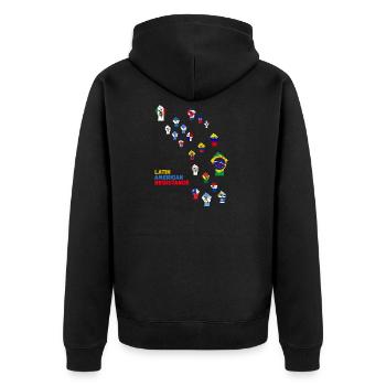 Mosaik des lateinamerikanischen Widerstands - Unisex Premium Bio Zip Hoodie - Schwarz - Hinten - Nico (187cm)