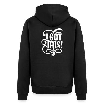 Ich habe diesen Flourish. - Unisex Premium Bio Zip Hoodie - Schwarz - Hinten - Nico (187cm)
