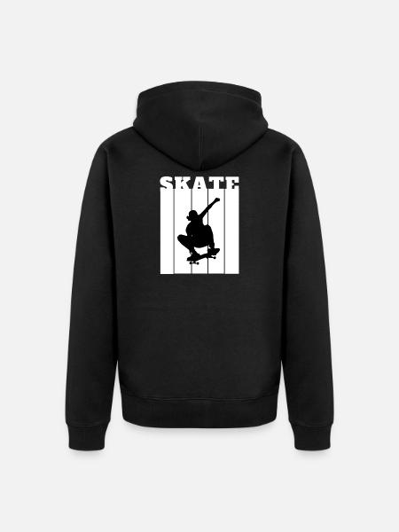 Skateboard Silhouette Skater Gift Cool Shirt - Unisex Premium Organic Zip Hoodie - black