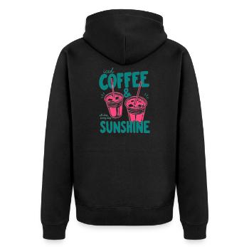 Sunshine Iced Coffee Vibes - Unisex Premium Organic Zip Hoodie - black - Back - Nico (187cm)
