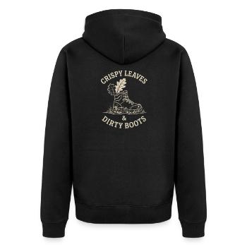 Knusprige Blätter und schmutzige Stiefel - Unisex Premium Bio Zip Hoodie - Schwarz - Hinten - Nico (187cm)