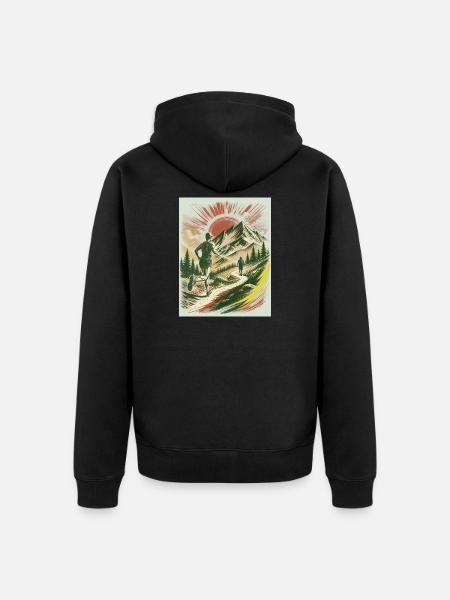 Trailer und Wanderer Retro Design - Unisex Premium Bio Zip Hoodie - Schwarz