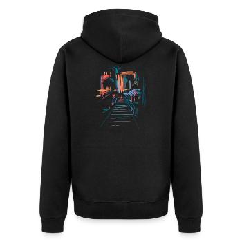 Landschaft Architektur Abstrakt - Unisex Premium Bio Zip Hoodie - Schwarz - Hinten - Nico (187cm)