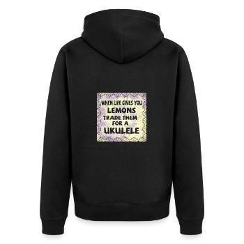 When life gives lemons trade for a Ukulele - Unisex Premium Bio Zip Hoodie - Schwarz - Hinten - Nico (187cm)