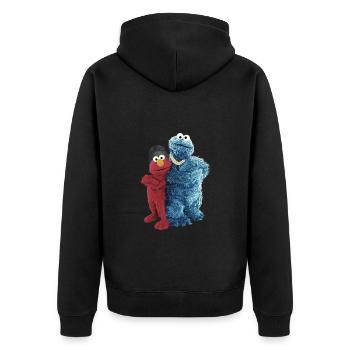 Sesame Street Gangster Pose Cookie Monster Elmo - Unisex Premium Organic Zip Hoodie - black - Back - Nico (187cm)