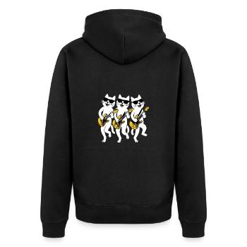 Katze Elektrische Gitarre Sonnenbrille Gitarrist - Unisex Premium Bio Zip Hoodie - Schwarz - Hinten - Nico (187cm)