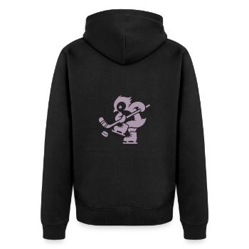 Pinguin Eishockey Minimalistische Spieler - Unisex Premium Bio Zip Hoodie - Schwarz - Hinten - Nico (187cm)