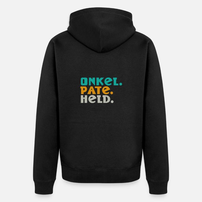 Onkel. Pate. Held. – Drei Worte, ein Lebensstil - Unisex Premium Bio Zip Hoodie - Schwarz