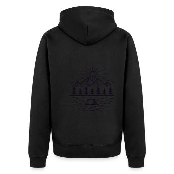 Monoline Berglandschaft (Tag/schwarz) - Unisex Premium Bio Zip Hoodie - Schwarz - Hinten - Nico (187cm)