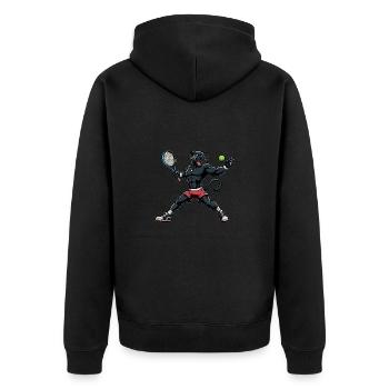 Panther Raubkatze Tennisspieler Tennisverein - Unisex Premium Bio Zip Hoodie - Schwarz - Hinten - Nico (187cm)