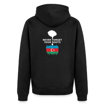 Aserbaidschan Azerbaijan Roots - Unisex Premium Bio Zip Hoodie - Schwarz - Hinten - Nico (187cm)