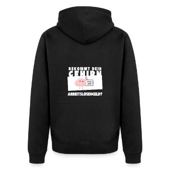 Arbeitsloses Gehirn - Unisex Premium Bio Zip Hoodie - Schwarz - Hinten - Nico (187cm)