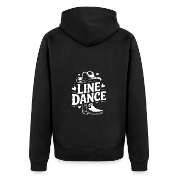 Line Dance mein Hobby - meine Passion - mein Ding - Unisex Premium Bio Zip Hoodie - Schwarz - Hinten - Nico (187cm)