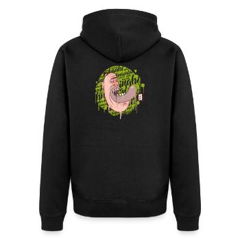 uacala1 - Unisex Premium Bio Zip Hoodie - Schwarz - Hinten - Nico (187cm)