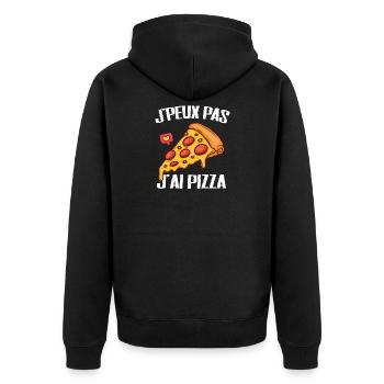 J'peux pas j'ai pizza cadeau drôle bouffe - Veste à capuche bio Premium Unisexe - noir - Dos - Nico (187cm)