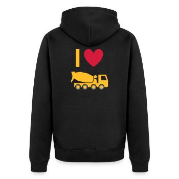 Ich liebe Betonmischfahrzeuge - Unisex Premium Bio Zip Hoodie - Schwarz - Hinten - Nico (187cm)