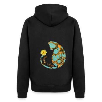 Chat avec fleur E 204 - Veste à capuche bio Premium Unisexe - noir - Dos - Nico (187cm)
