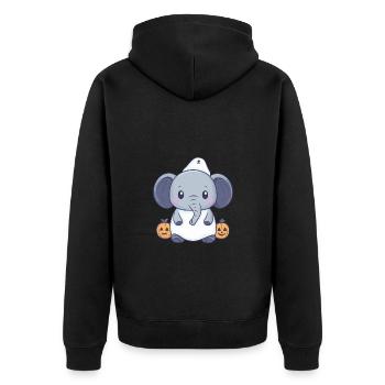 Elefant Halloween Lustig Geist - Unisex Premium Bio Zip Hoodie - Schwarz - Hinten - Nico (187cm)