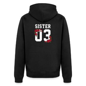 Sister yolo family best friends bestie love - Unisex Premium Organic Zip Hoodie - black - Back - Nico (187cm)