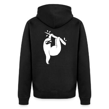 Sloth Chill Relax Relax Time out - Unisex Premium Organic Zip Hoodie - black - Back - Nico (187cm)