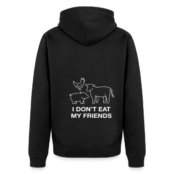 Formen von Huhn Schwein Kuh Design für Veganer - Unisex Premium Bio Zip Hoodie - Schwarz - Hinten - Nico (187cm)