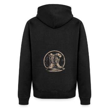 Stetson und Boots Western Country Line Dance - Unisex Premium Bio Zip Hoodie - Schwarz - Hinten - Nico (187cm)