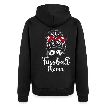 Fussball Mama - Unisex Premium Bio Zip Hoodie - Schwarz - Hinten - Nico (187cm)