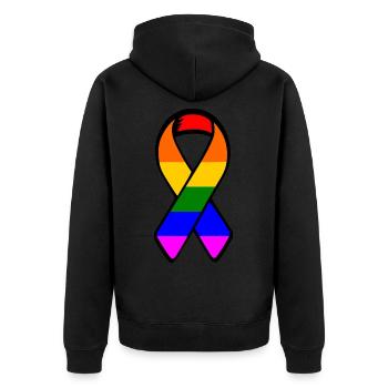 Lgbt - Unisex Premium Bio Zip Hoodie - Schwarz - Hinten - Nico (187cm)