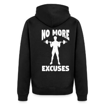 Fitness Krafttraining Kraftdreikampf Gewichtheben - Unisex Premium Bio Zip Hoodie - Schwarz - Hinten - Nico (187cm)