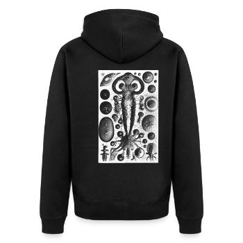 Abstrakte Natur Formen Monster Retro Illustration - Unisex Premium Bio Zip Hoodie - Schwarz - Hinten - Nico (187cm)