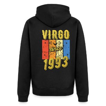 Vierge 1993 Cadeau d’anniversaire du zodiaque - Veste à capuche bio Premium Unisexe - noir - Dos - Nico (187cm)