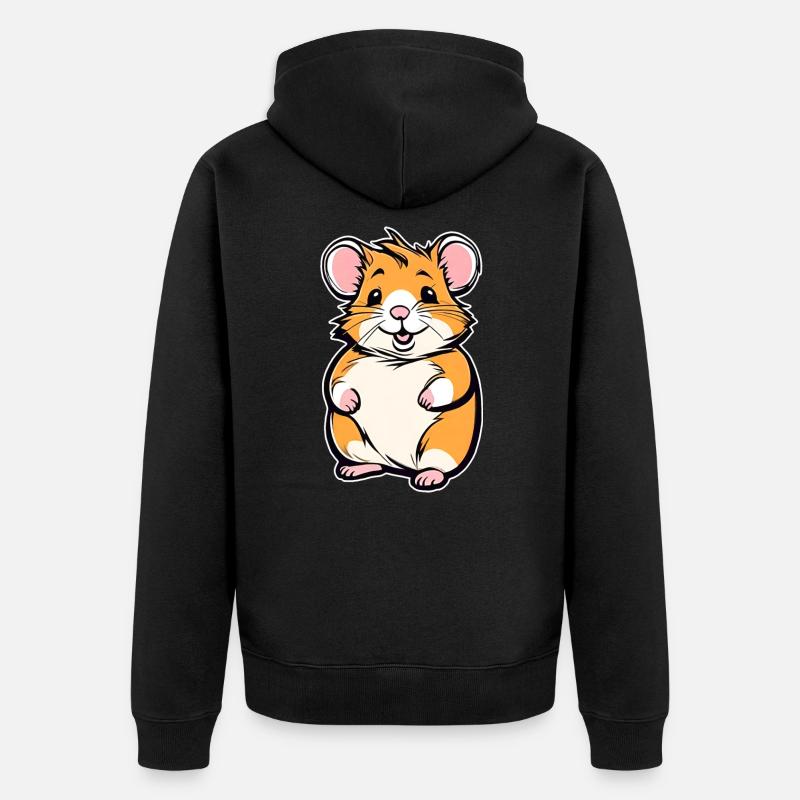 Hamster doré mignon - Veste à capuche bio Premium Unisexe - noir