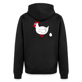 Huhn - Unisex Premium Bio Zip Hoodie - Schwarz - Hinten - Nico (187cm)