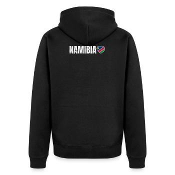 Namibia - Unisex Premium Bio Zip Hoodie - Schwarz - Hinten - Nico (187cm)