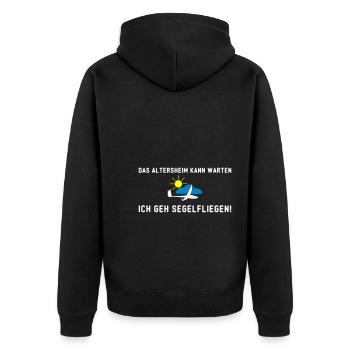 Altersheim Segelflieger lustig Pilot Flieschens - Unisex Premium Bio Zip Hoodie - Schwarz - Hinten - Nico (187cm)