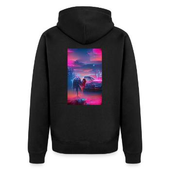 City Love - Unisex Premium Bio Zip Hoodie - Schwarz - Hinten - Nico (187cm)